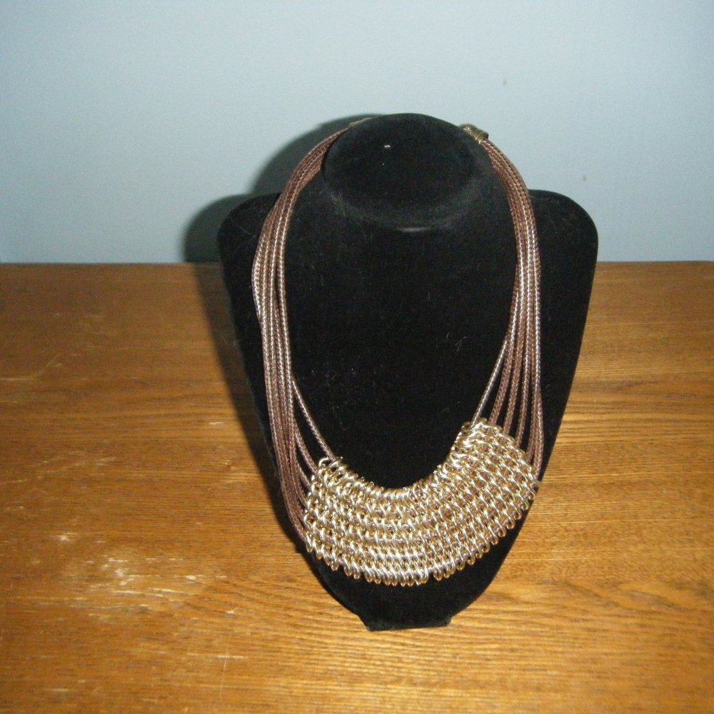 Brown and Goldtone Rope Necklace